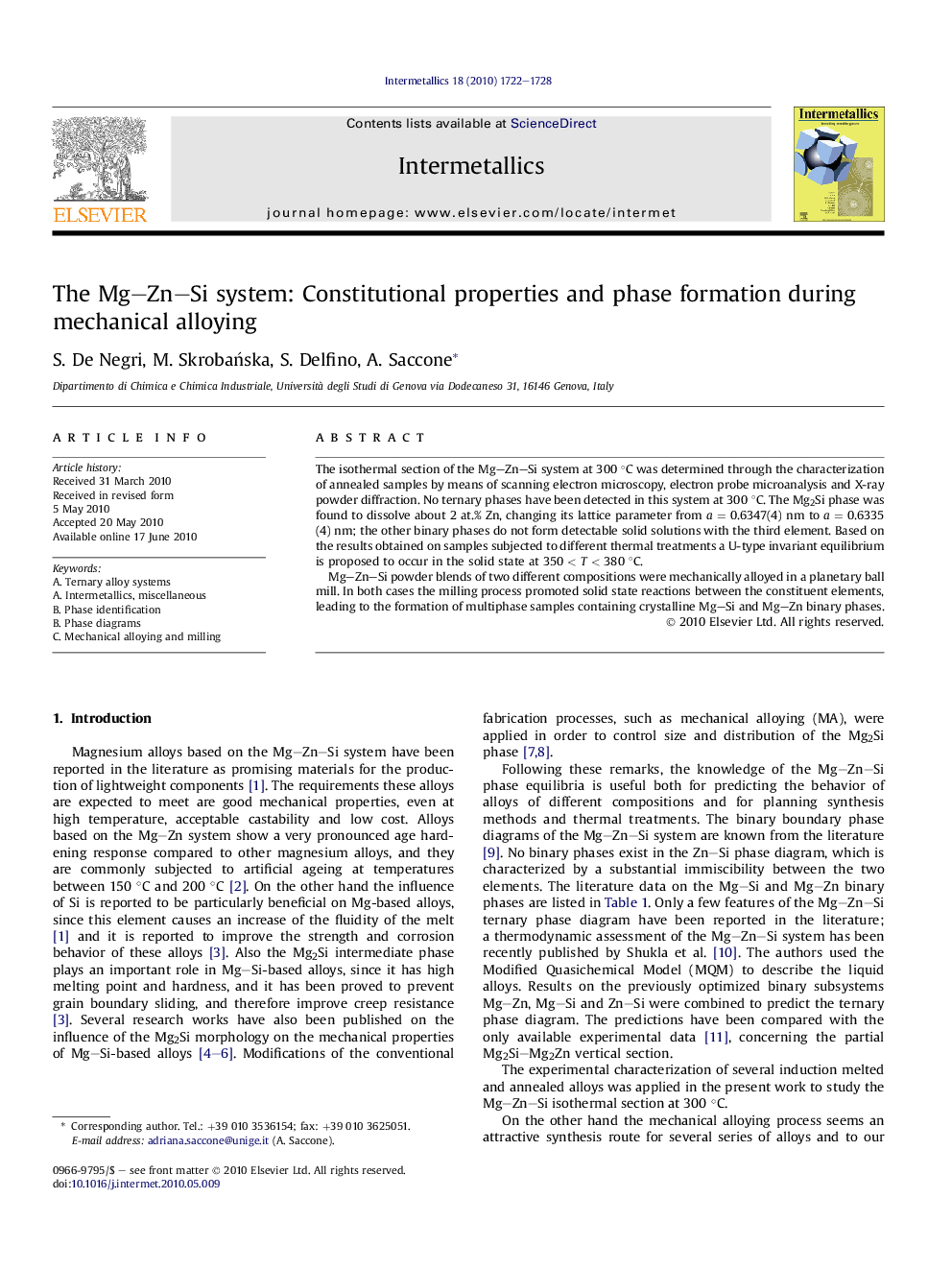 The Mg–Zn–Si system: Constitutional properties and phase formation during mechanical alloying