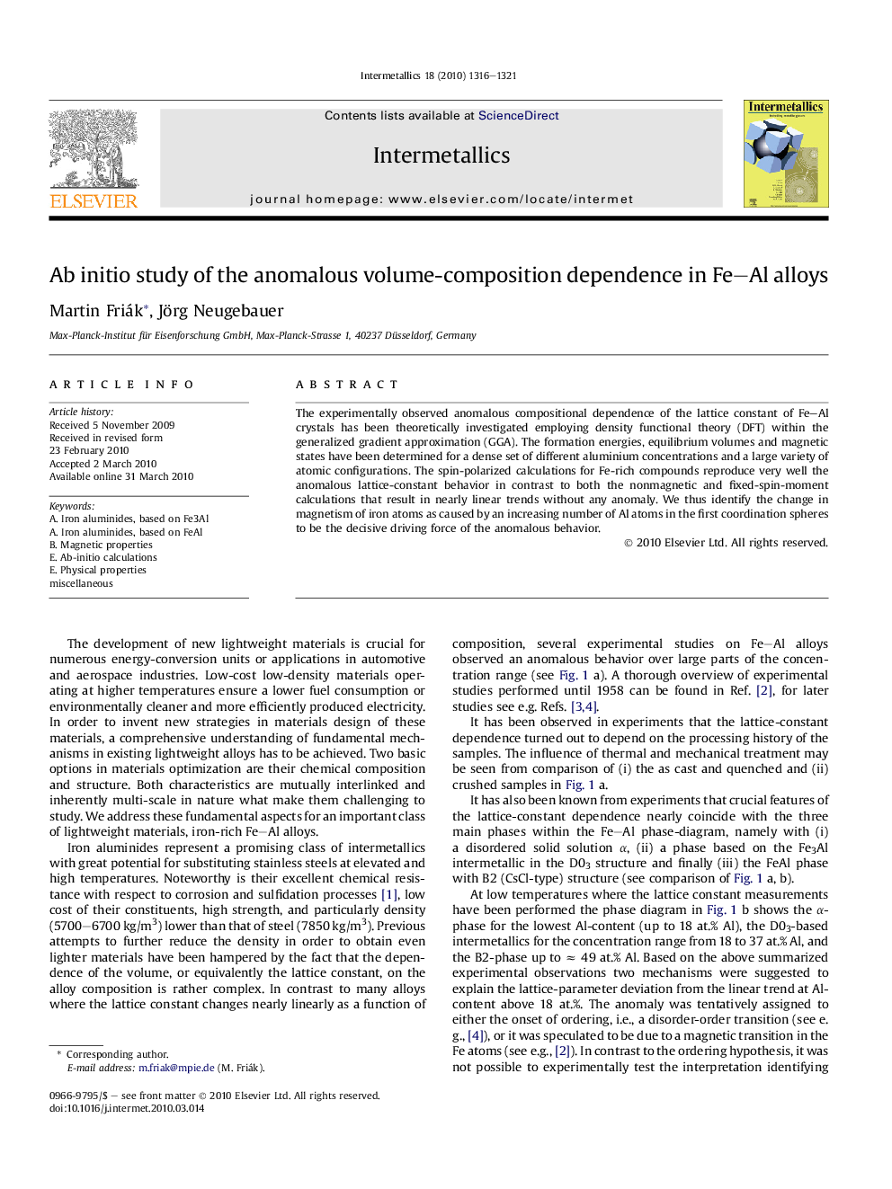 Ab initio study of the anomalous volume-composition dependence in Fe–Al alloys