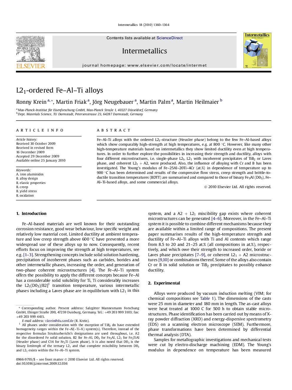 L21-ordered Fe–Al–Ti alloys