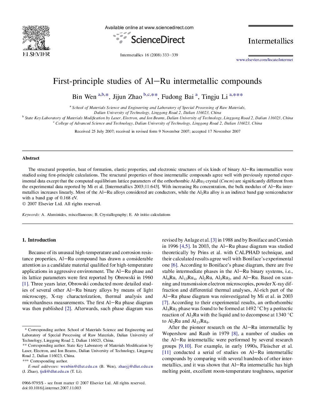 First-principle studies of Al–Ru intermetallic compounds