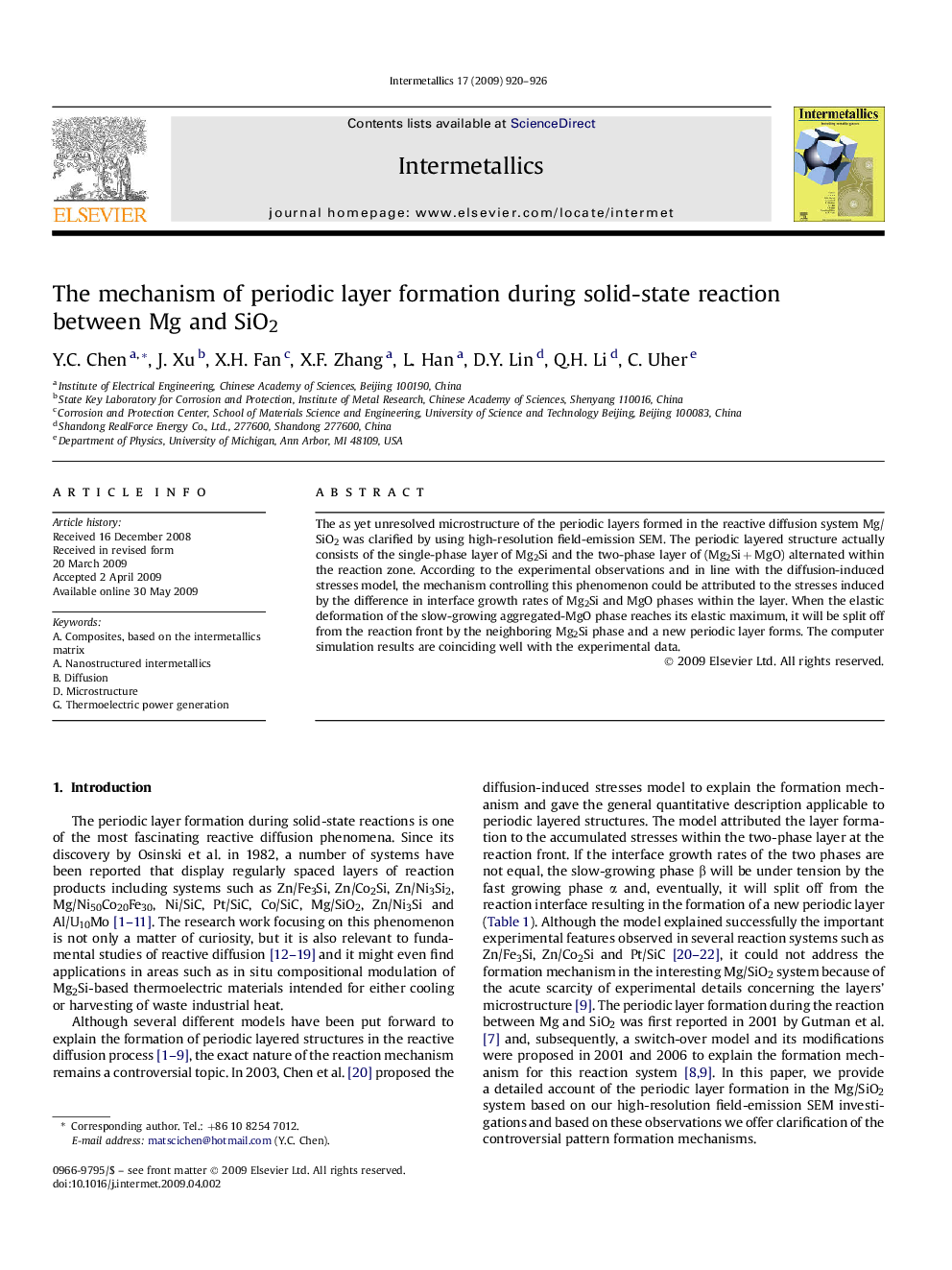 The mechanism of periodic layer formation during solid-state reaction between Mg and SiO2