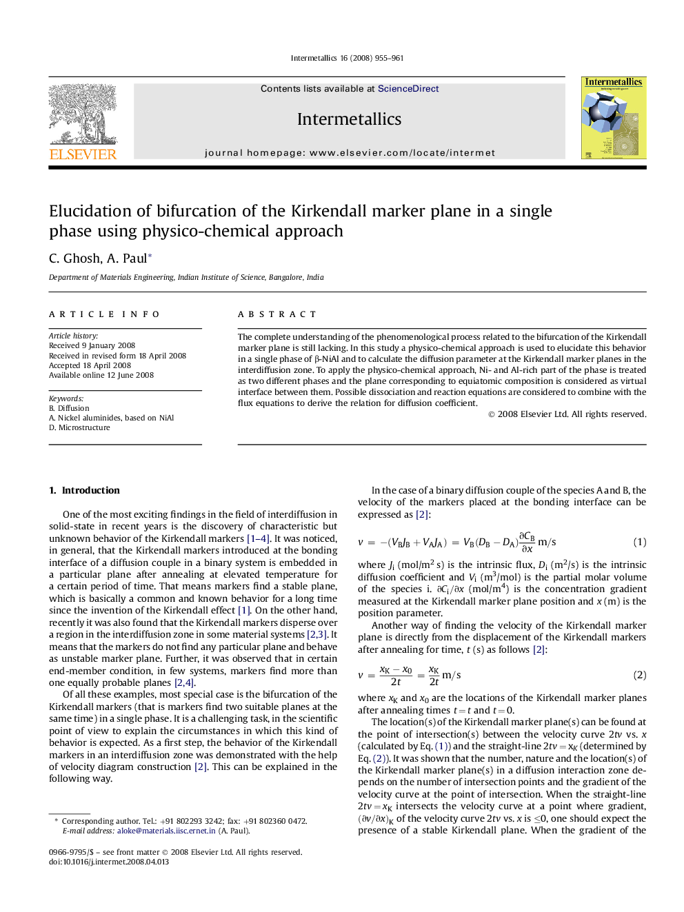 Elucidation of bifurcation of the Kirkendall marker plane in a single phase using physico-chemical approach