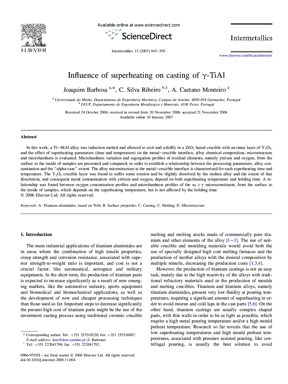 Influence of superheating on casting of γ-TiAl