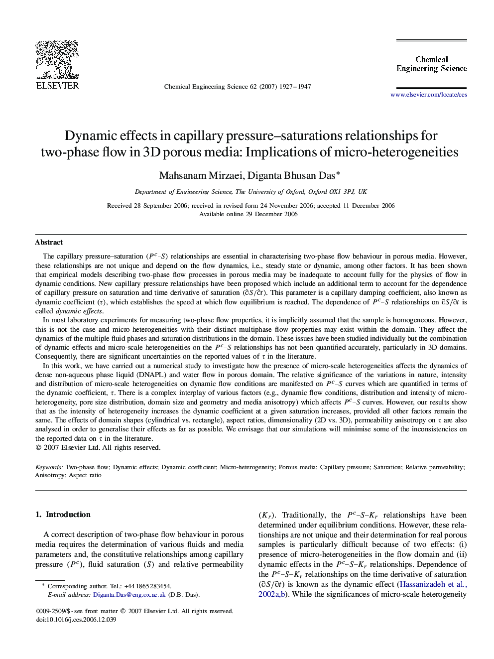 Dynamic effects in capillary pressure–saturations relationships for two-phase flow in 3D porous media: Implications of micro-heterogeneities