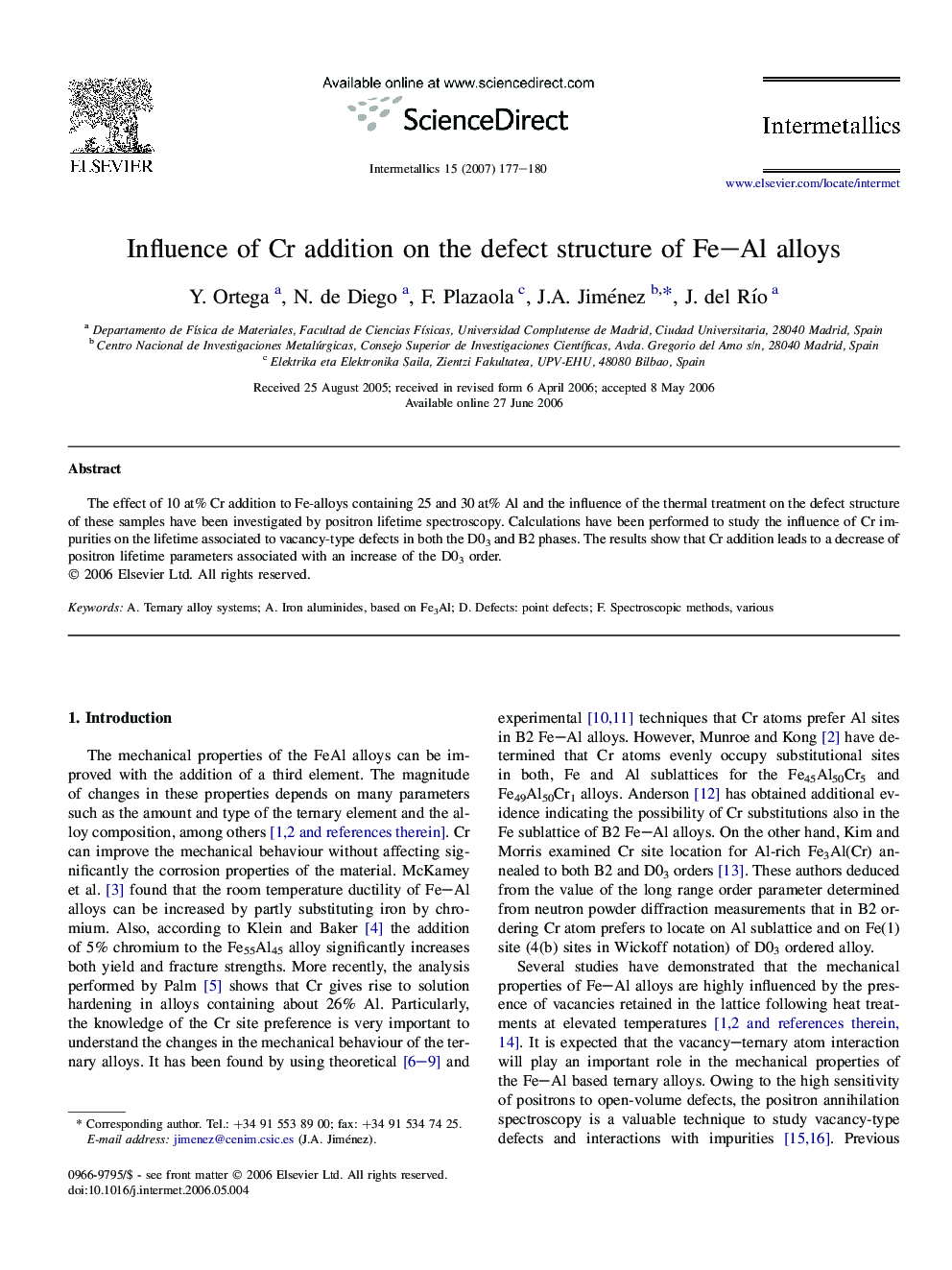 Influence of Cr addition on the defect structure of Fe-Al alloys
