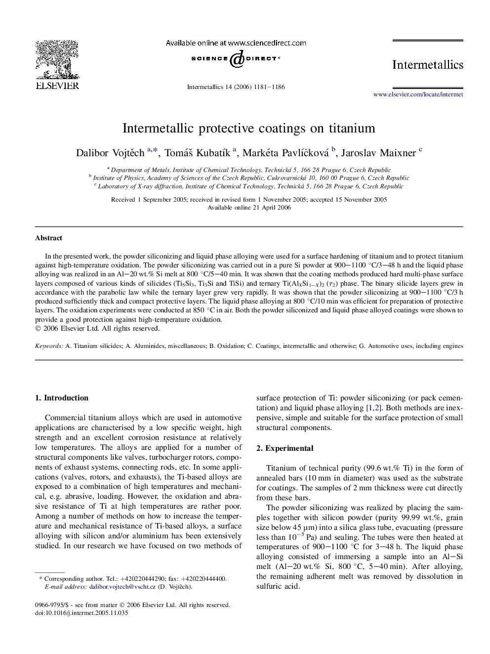 Intermetallic protective coatings on titanium