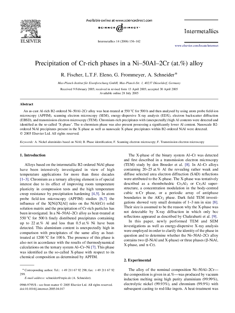 Precipitation of Cr-rich phases in a Ni-50Al-2Cr (at.%) alloy