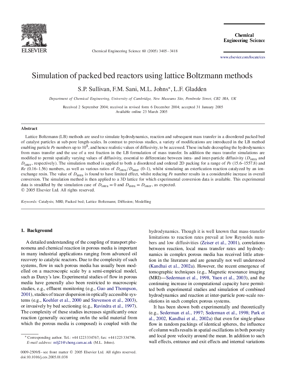 Simulation of packed bed reactors using lattice Boltzmann methods