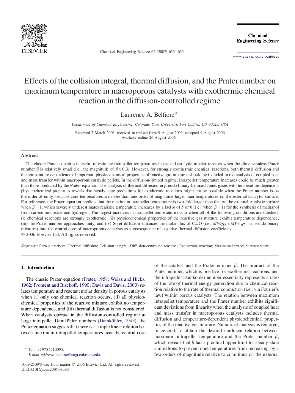 Effects of the collision integral, thermal diffusion, and the Prater number on maximum temperature in macroporous catalysts with exothermic chemical reaction in the diffusion-controlled regime