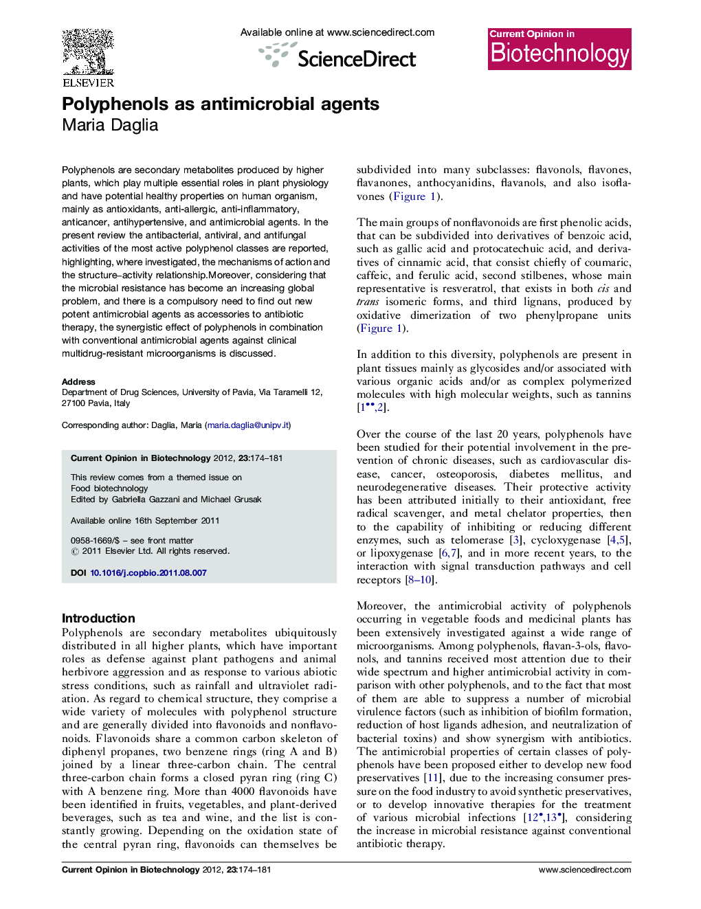 عکس صفحه اول مقاله: Polyphenols as antimicrobial agents Polyphenols as antimicrobial agents