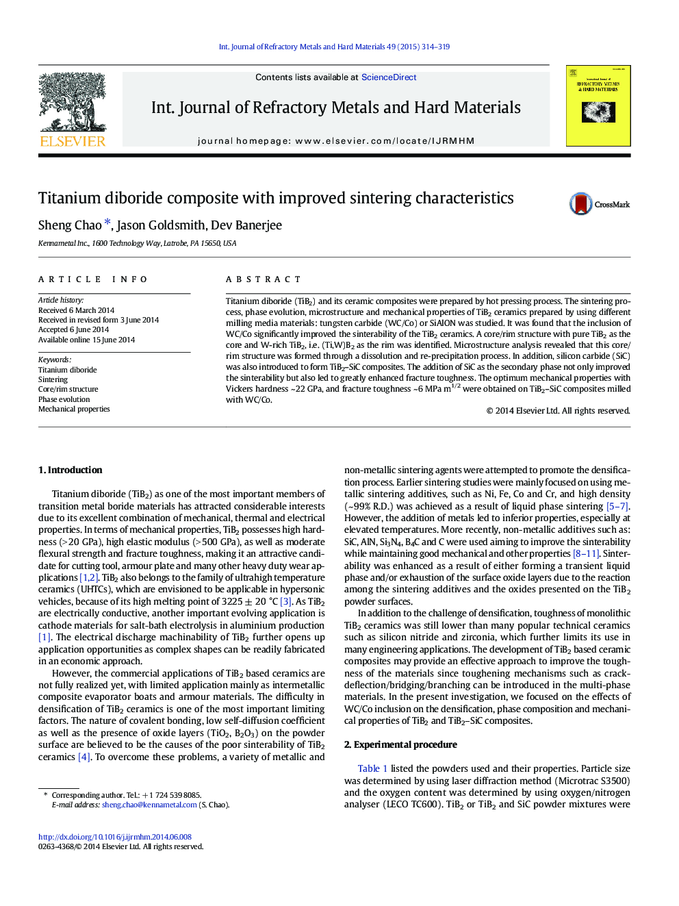 Titanium diboride composite with improved sintering characteristics