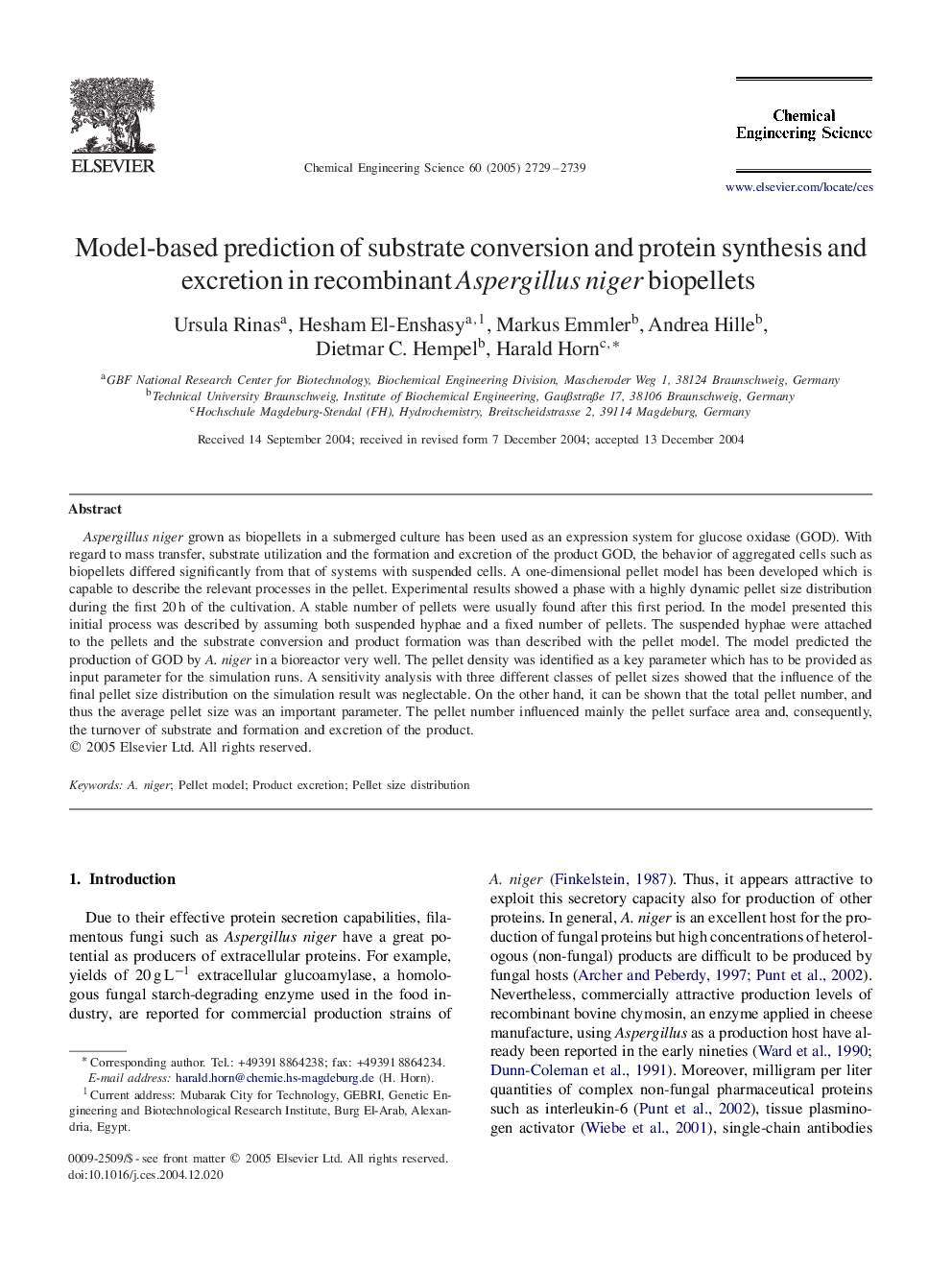 عکس صفحه اول مقاله: Model-based prediction of substrate conversion and protein synthesis and excretion in recombinant Aspergillus niger biopellets Model-based prediction of substrate conversion and protein synthesis and excretion in recombinant Aspergillus niger biopellets