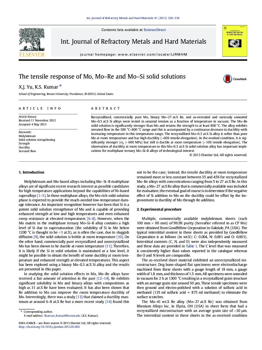 The tensile response of Mo, Mo–Re and Mo–Si solid solutions