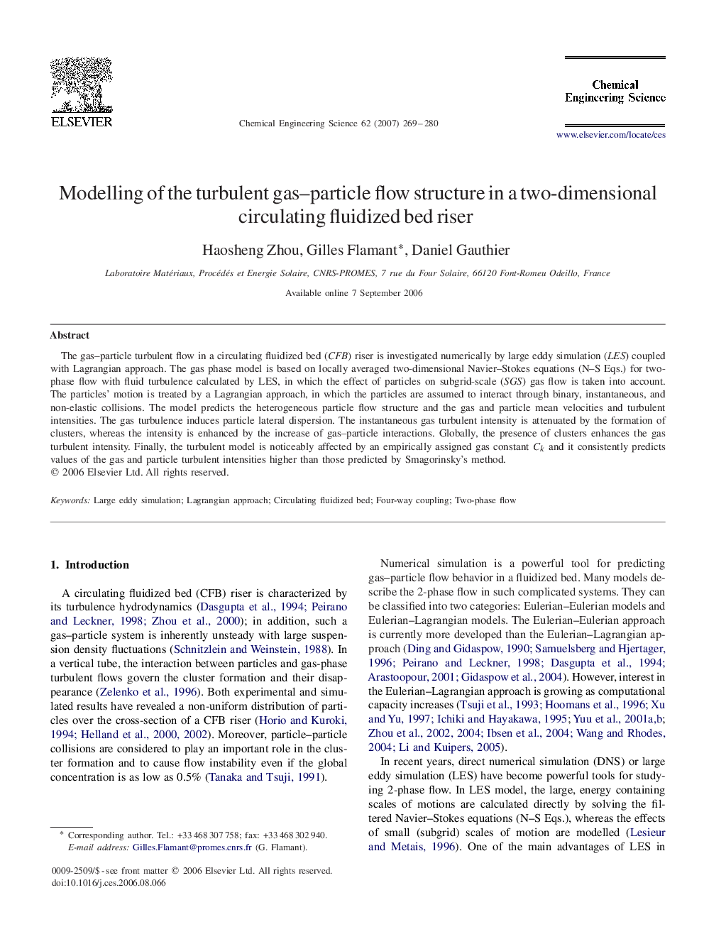 Modelling of the turbulent gas–particle flow structure in a two-dimensional circulating fluidized bed riser