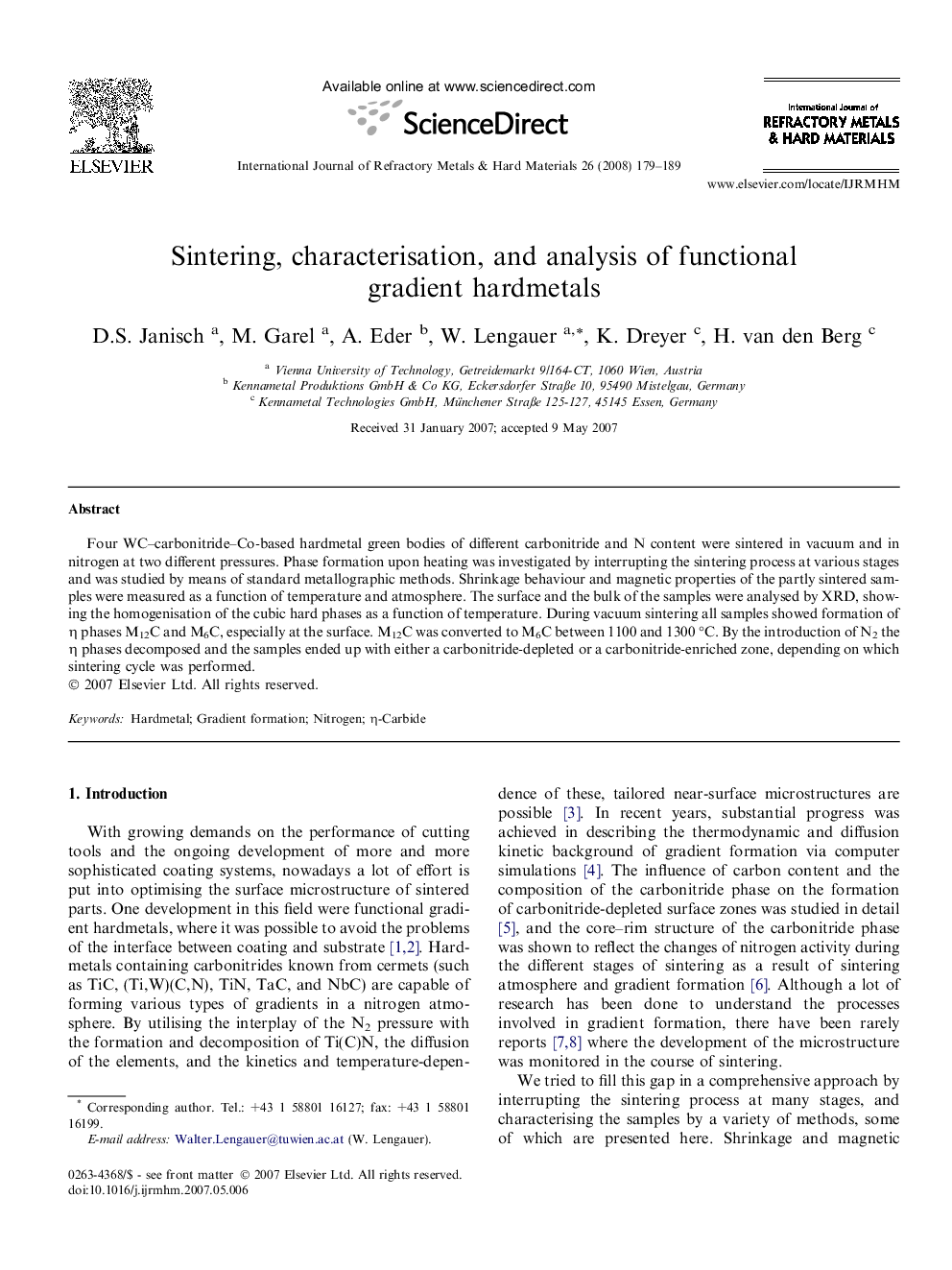 Sintering, characterisation, and analysis of functional gradient hardmetals