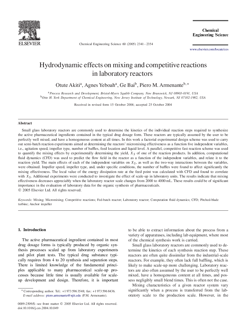 Hydrodynamic effects on mixing and competitive reactions in laboratory reactors