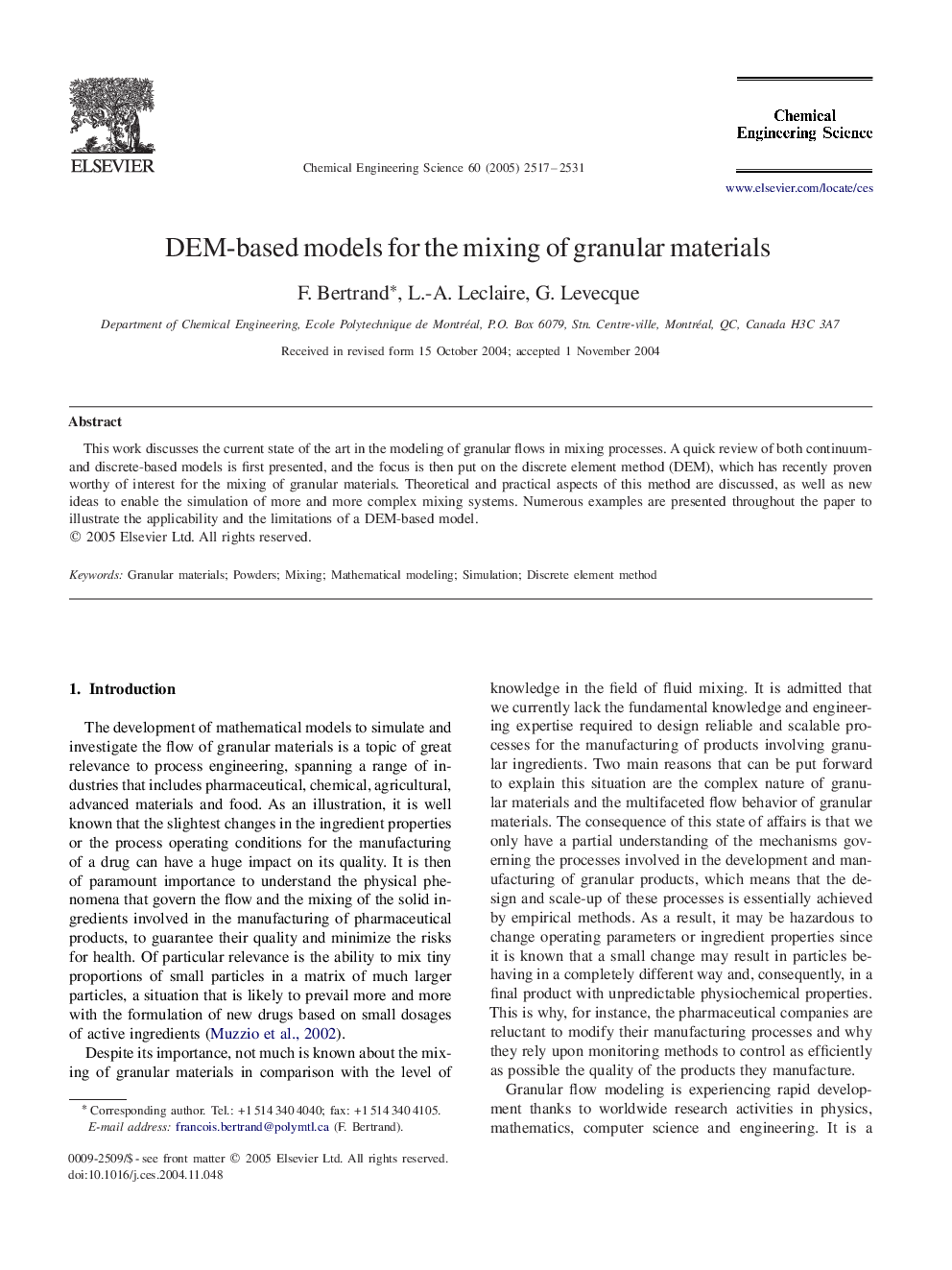 DEM-based models for the mixing of granular materials