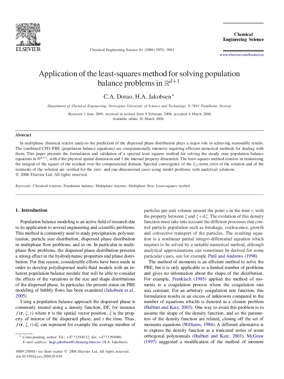 Application of the least-squares method for solving population balance problems in Rd+1Rd+1