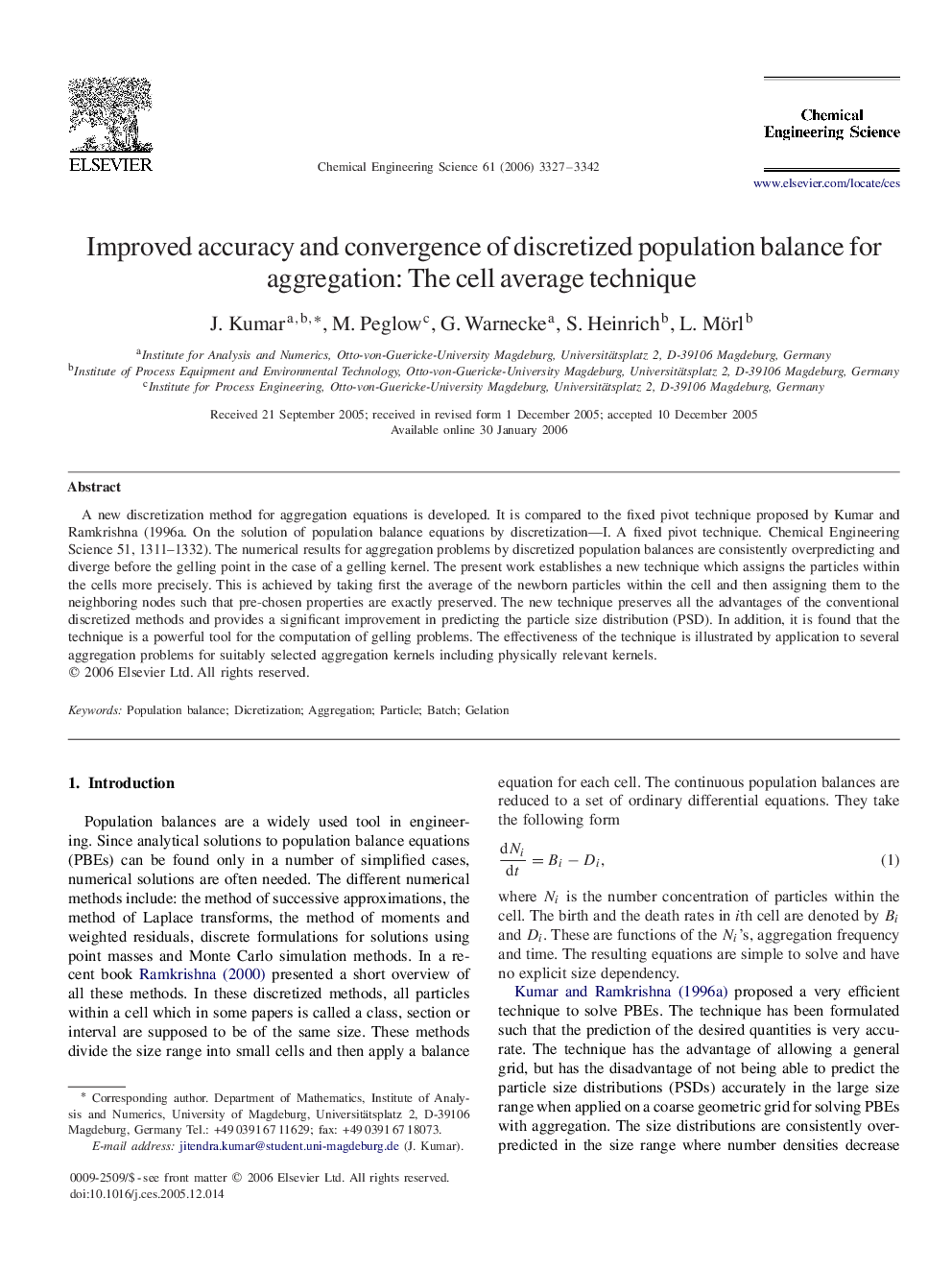 Improved accuracy and convergence of discretized population balance for aggregation: The cell average technique