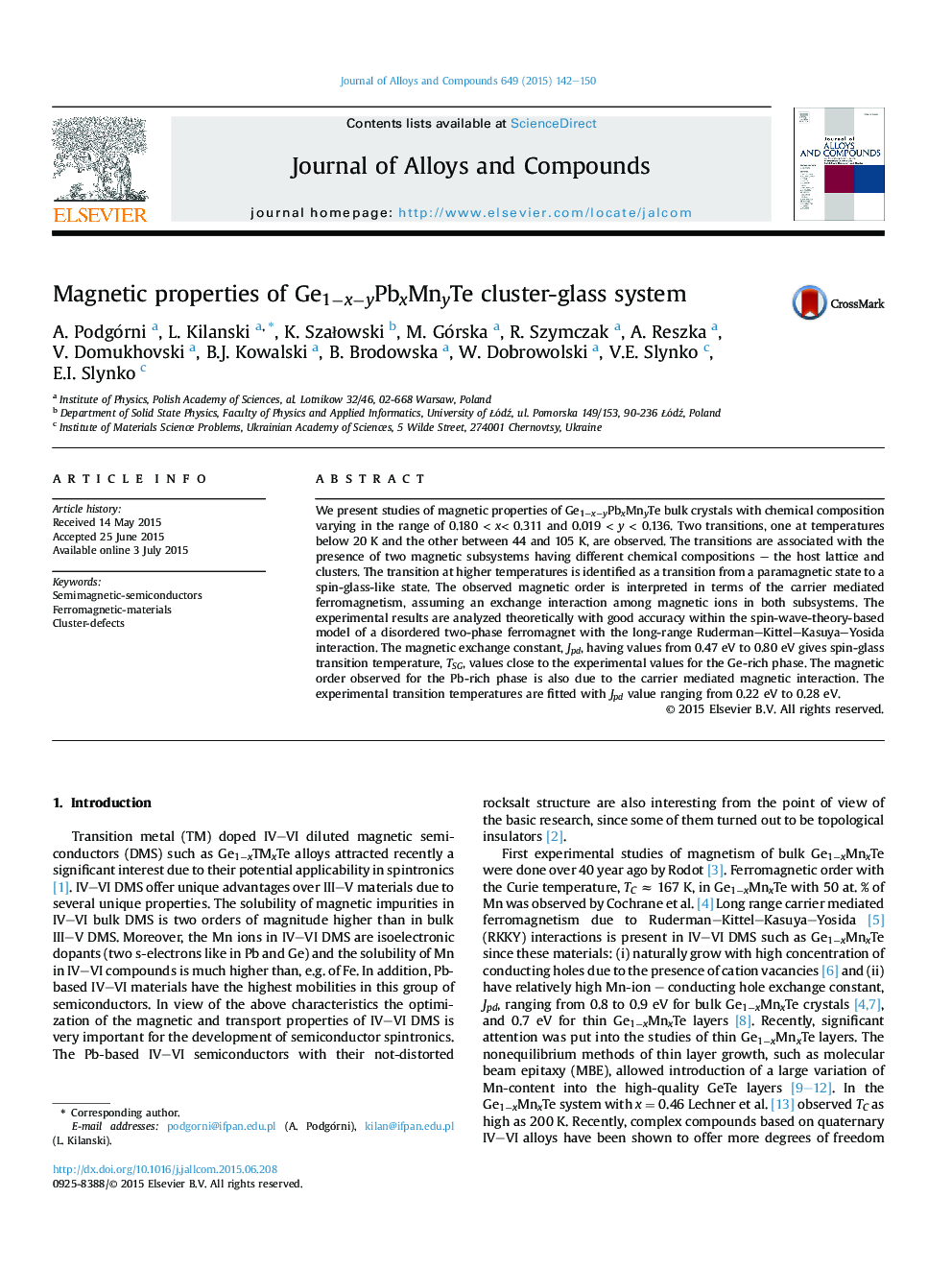 Magnetic properties of Ge1−x−yPbxMnyTe cluster-glass system