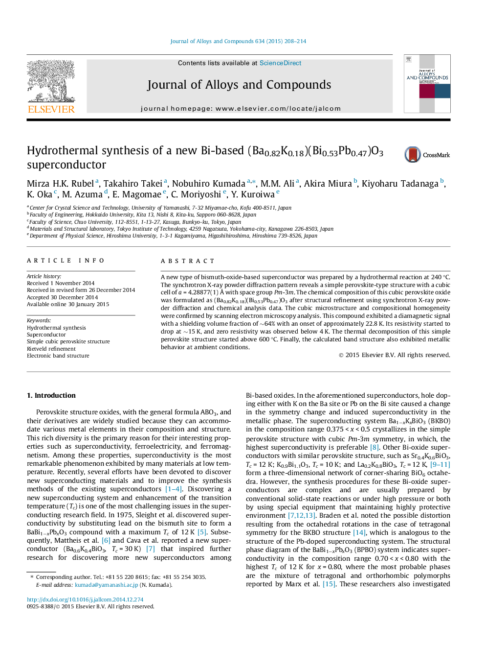 Hydrothermal synthesis of a new Bi-based (Ba0.82K0.18)(Bi0.53Pb0.47)O3 superconductor