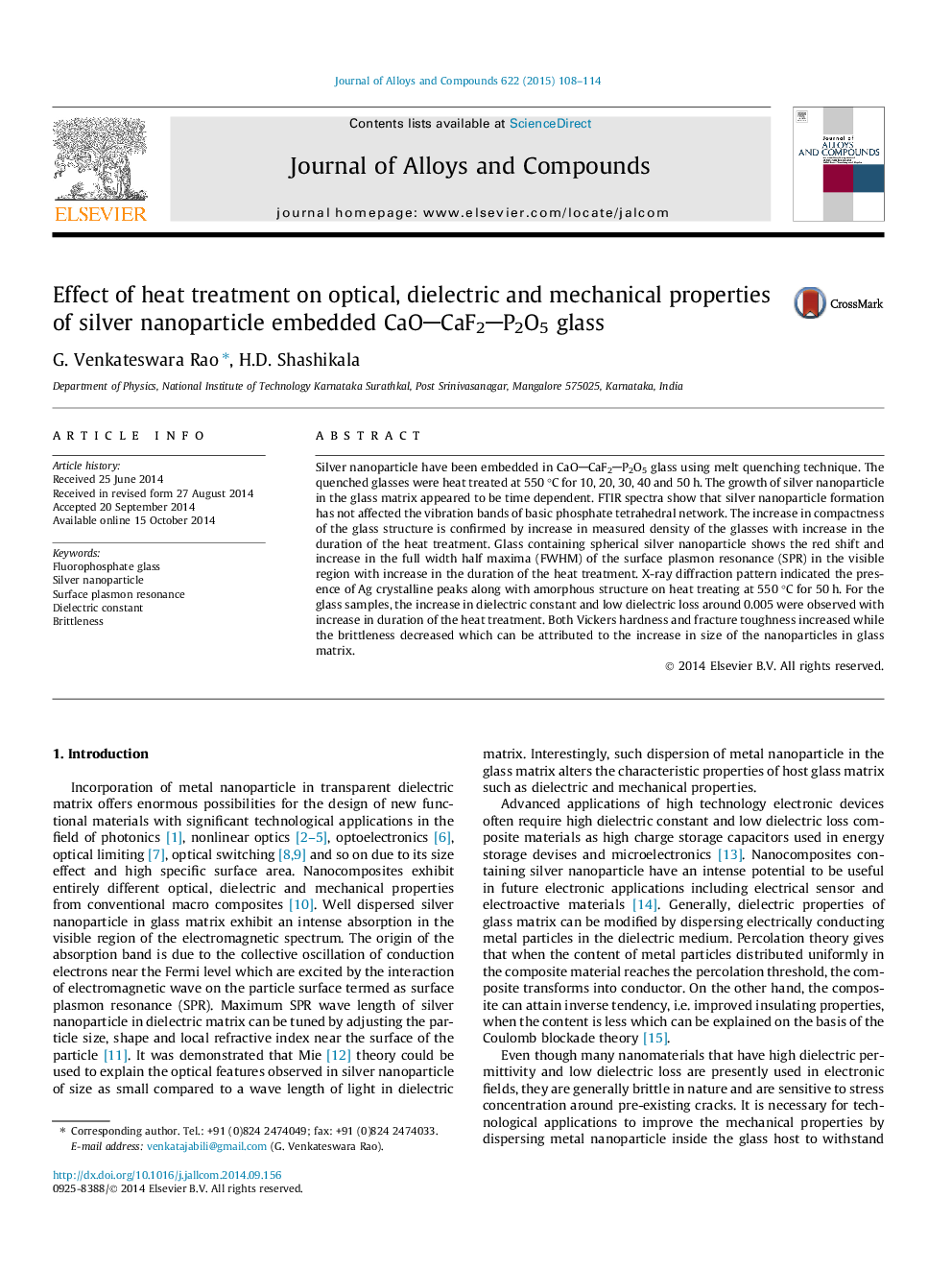 Effect of heat treatment on optical, dielectric and mechanical properties of silver nanoparticle embedded CaOCaF2P2O5 glass