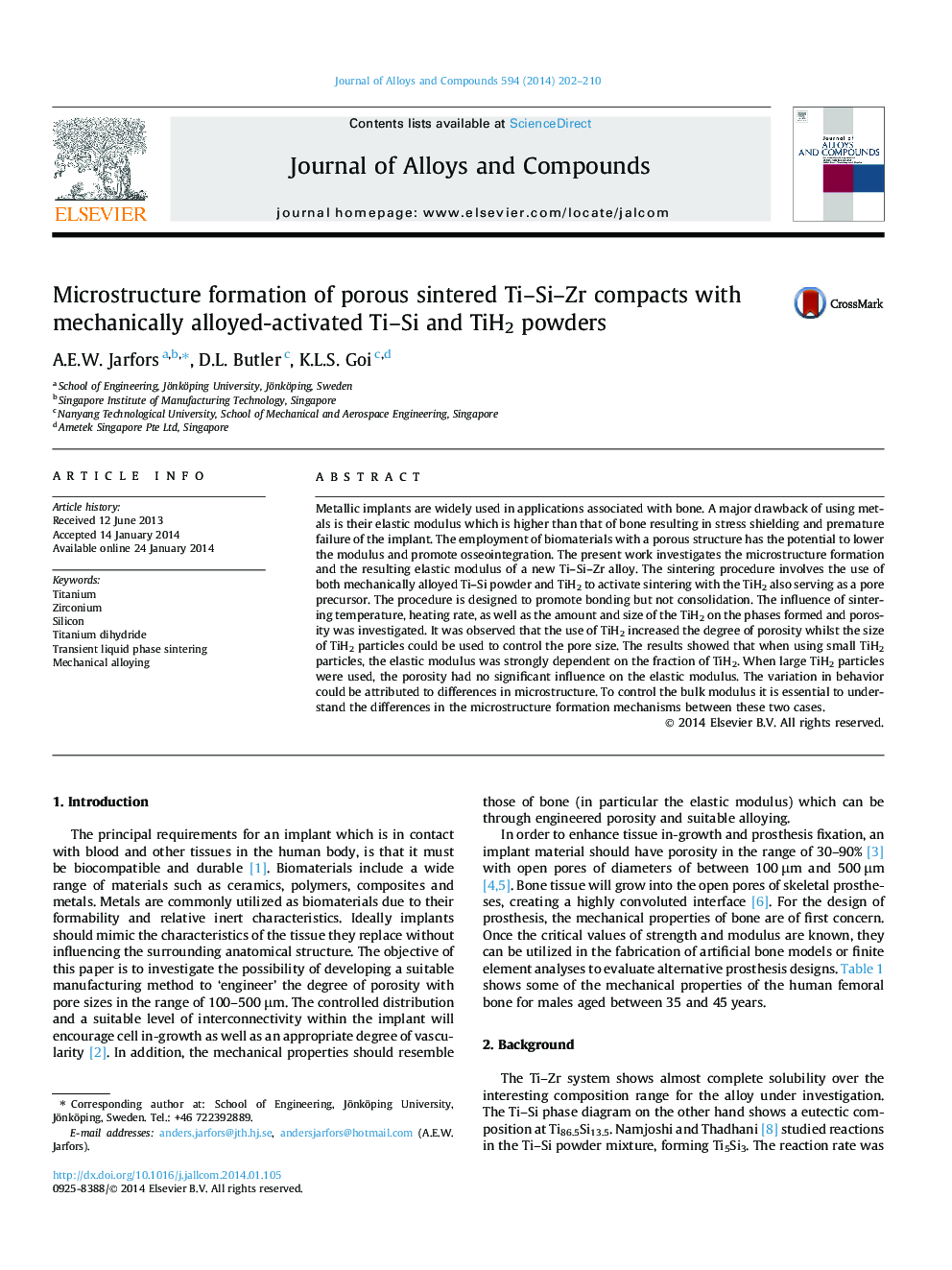 Microstructure formation of porous sintered Ti-Si-Zr compacts with mechanically alloyed-activated Ti-Si and TiH2 powders