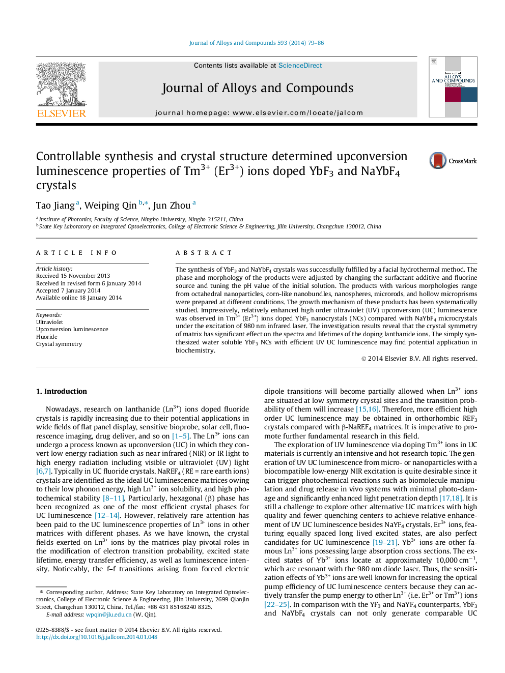 Controllable synthesis and crystal structure determined upconversion luminescence properties of Tm3+ (Er3+) ions doped YbF3 and NaYbF4 crystals