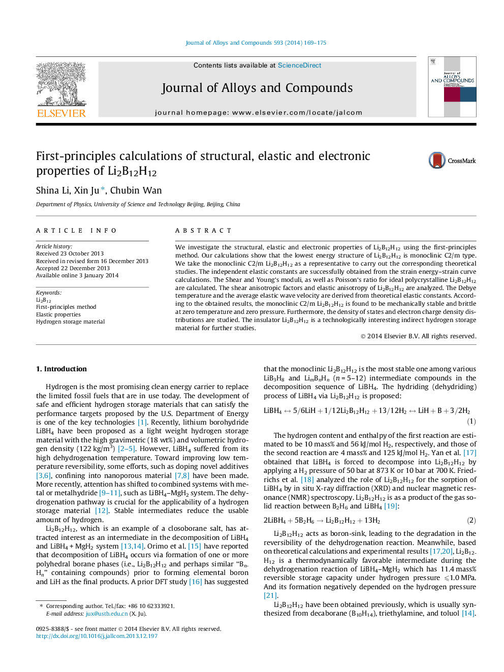 First-principles calculations of structural, elastic and electronic properties of Li2B12H12