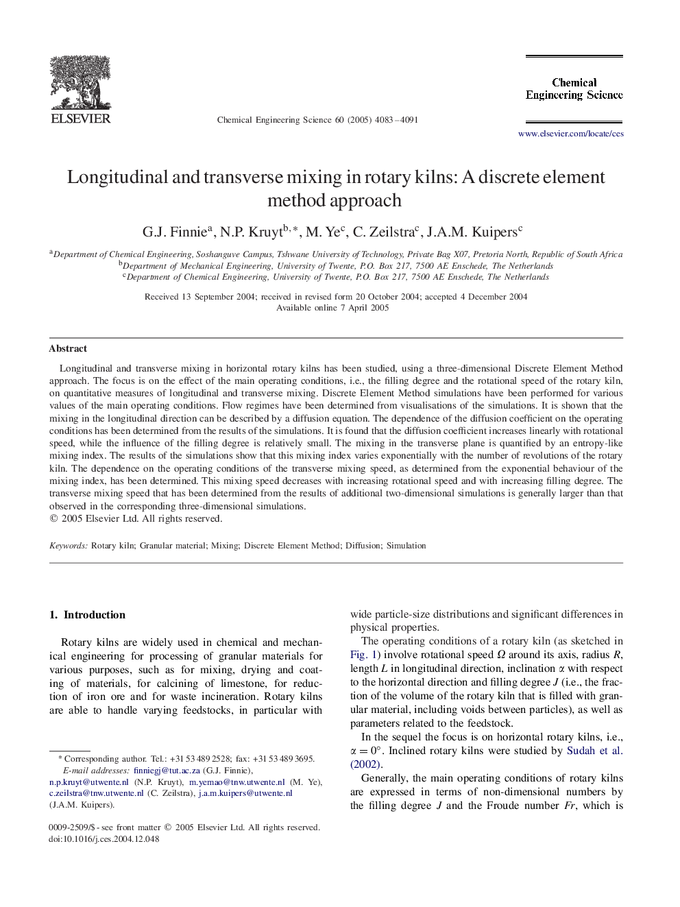 عکس صفحه اول مقاله: Longitudinal and transverse mixing in rotary kilns: A discrete element method approach Longitudinal and transverse mixing in rotary kilns: A discrete element method approach