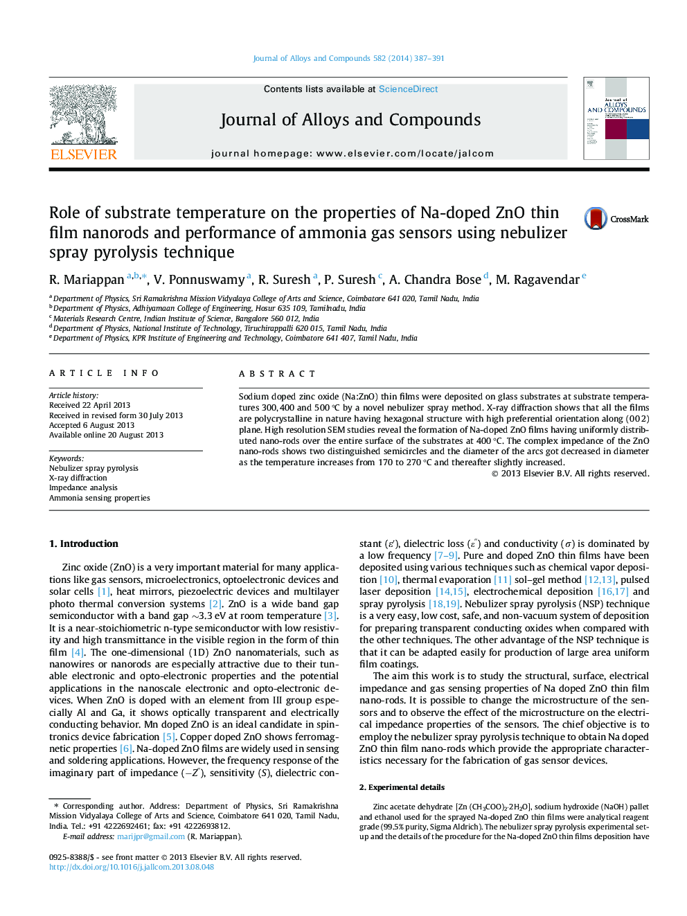 Role of substrate temperature on the properties of Na-doped ZnO thin film nanorods and performance of ammonia gas sensors using nebulizer spray pyrolysis technique