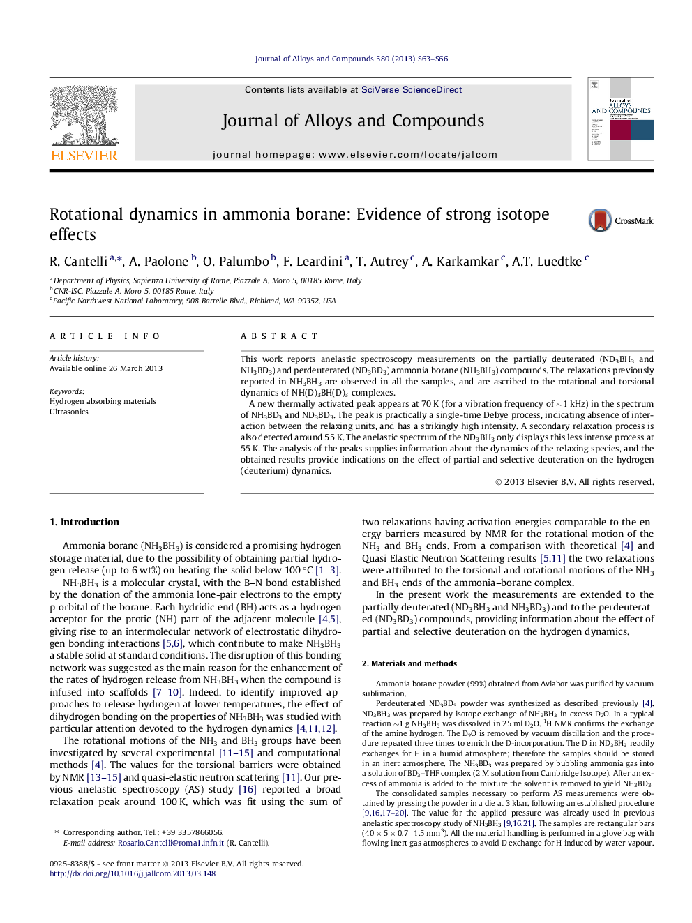 Rotational dynamics in ammonia borane: Evidence of strong isotope effects