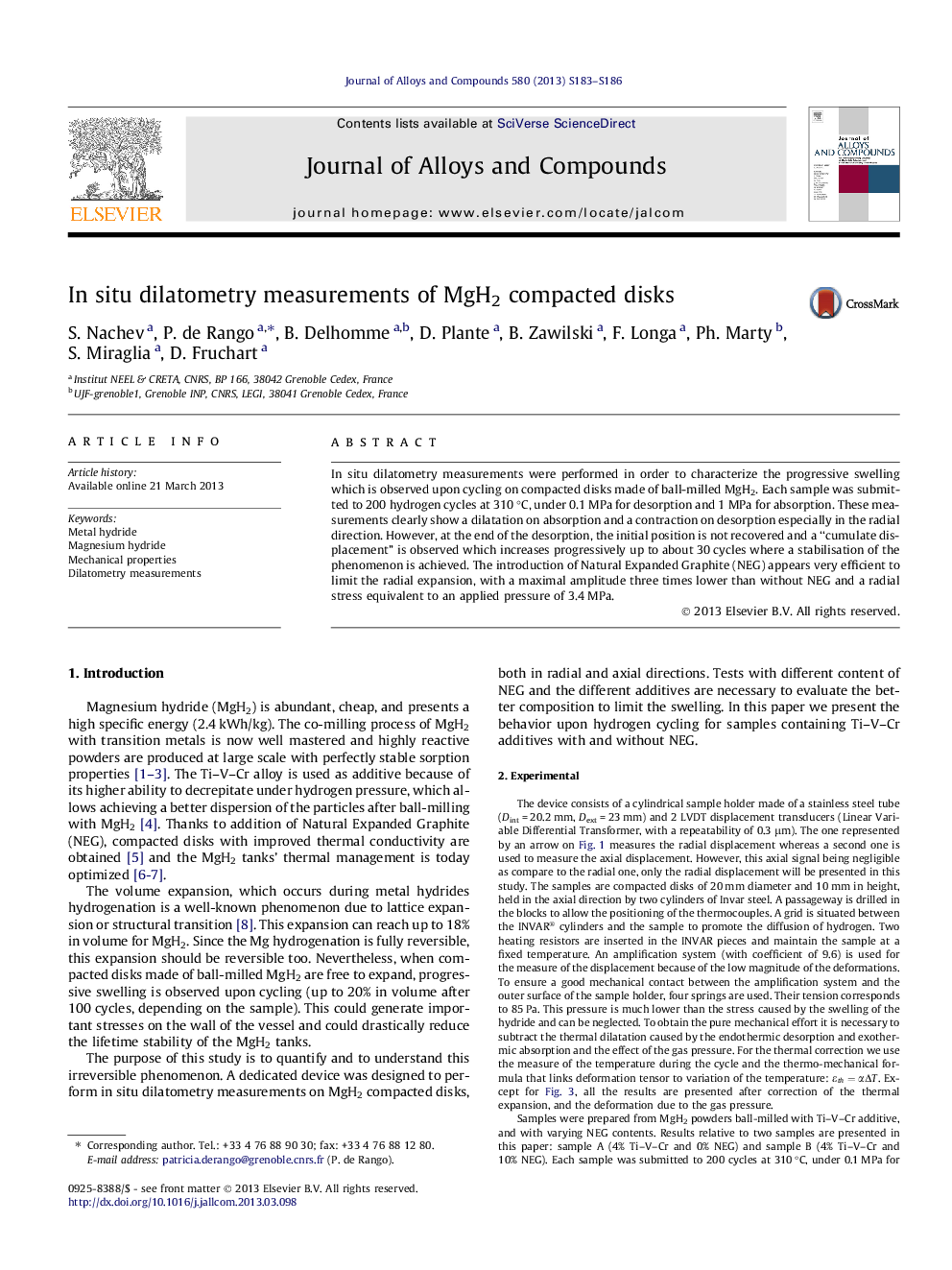 In situ dilatometry measurements of MgH2 compacted disks