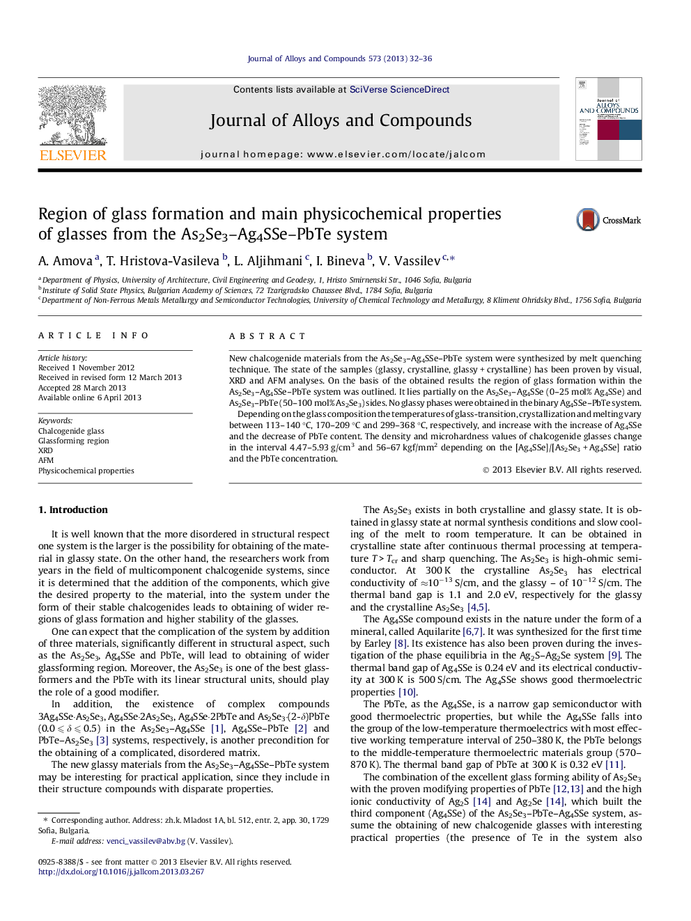 Region of glass formation and main physicochemical properties of glasses from the As2Se3–Ag4SSe–PbTe system