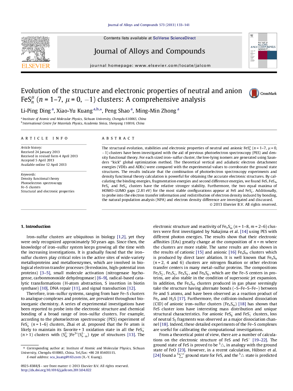 Evolution of the structure and electronic properties of neutral and anion FeSnÎ¼ (nÂ =Â 1-7, Î¼Â =Â 0, â1) clusters: A comprehensive analysis