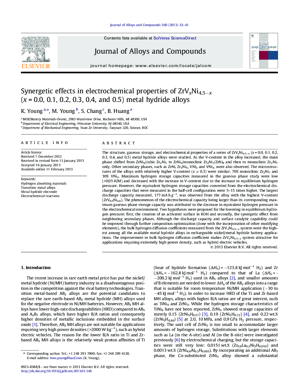 Synergetic effects in electrochemical properties of ZrVxNi4.5−x (x = 0.0, 0.1, 0.2, 0.3, 0.4, and 0.5) metal hydride alloys