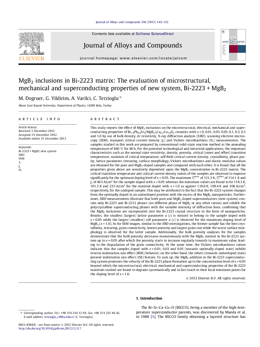 MgB2 inclusions in Bi-2223 matrix: The evaluation of microstructural, mechanical and superconducting properties of new system, Bi-2223 + MgB2
