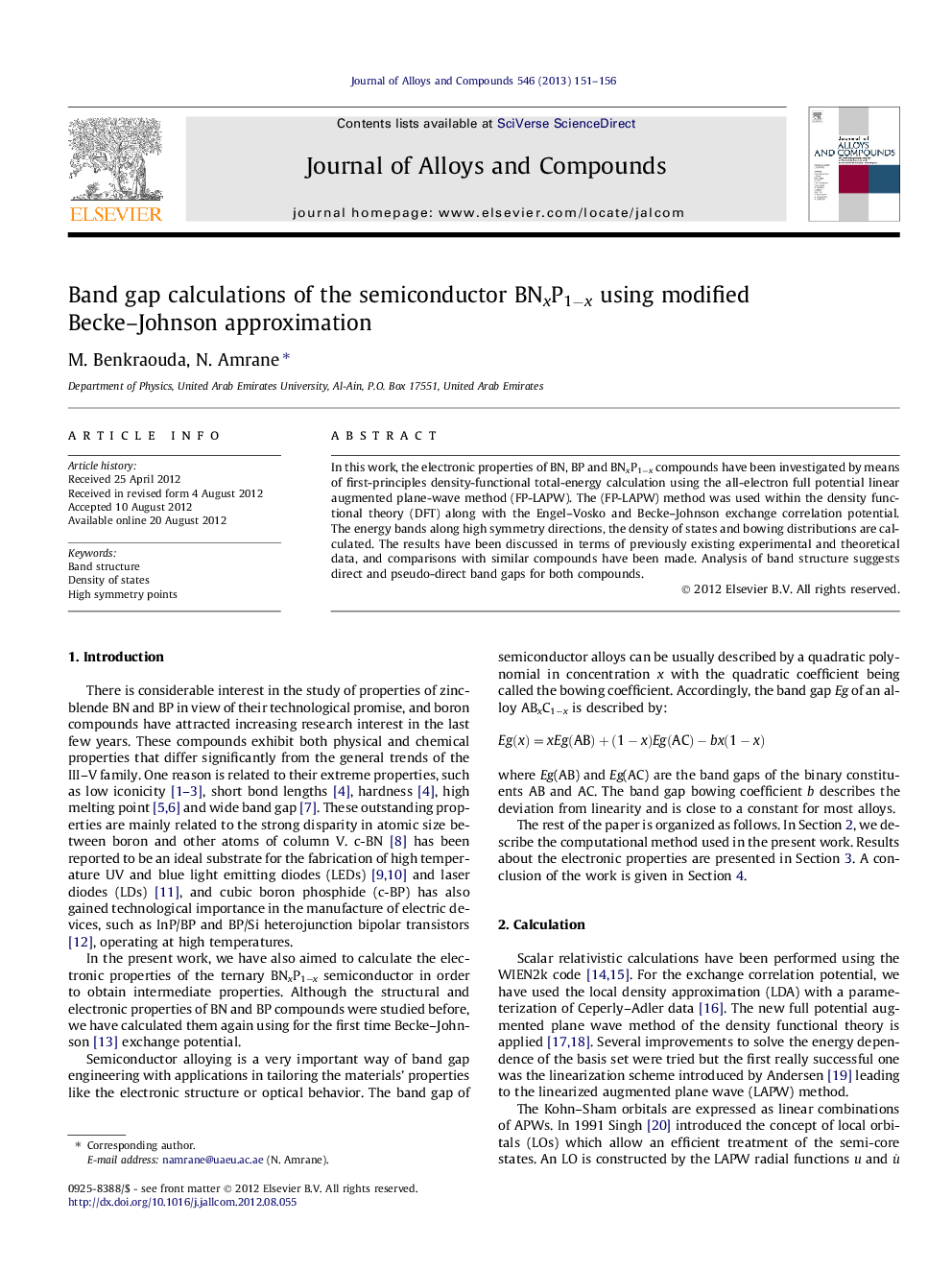 Band gap calculations of the semiconductor BNxP1−x using modified Becke–Johnson approximation