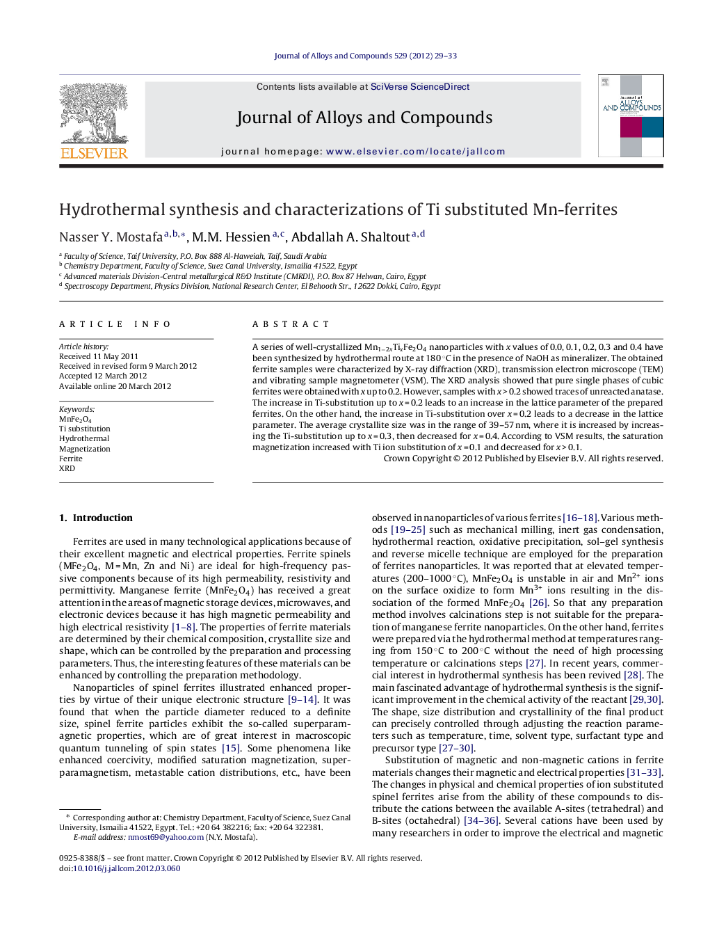 Hydrothermal synthesis and characterizations of Ti substituted Mn-ferrites