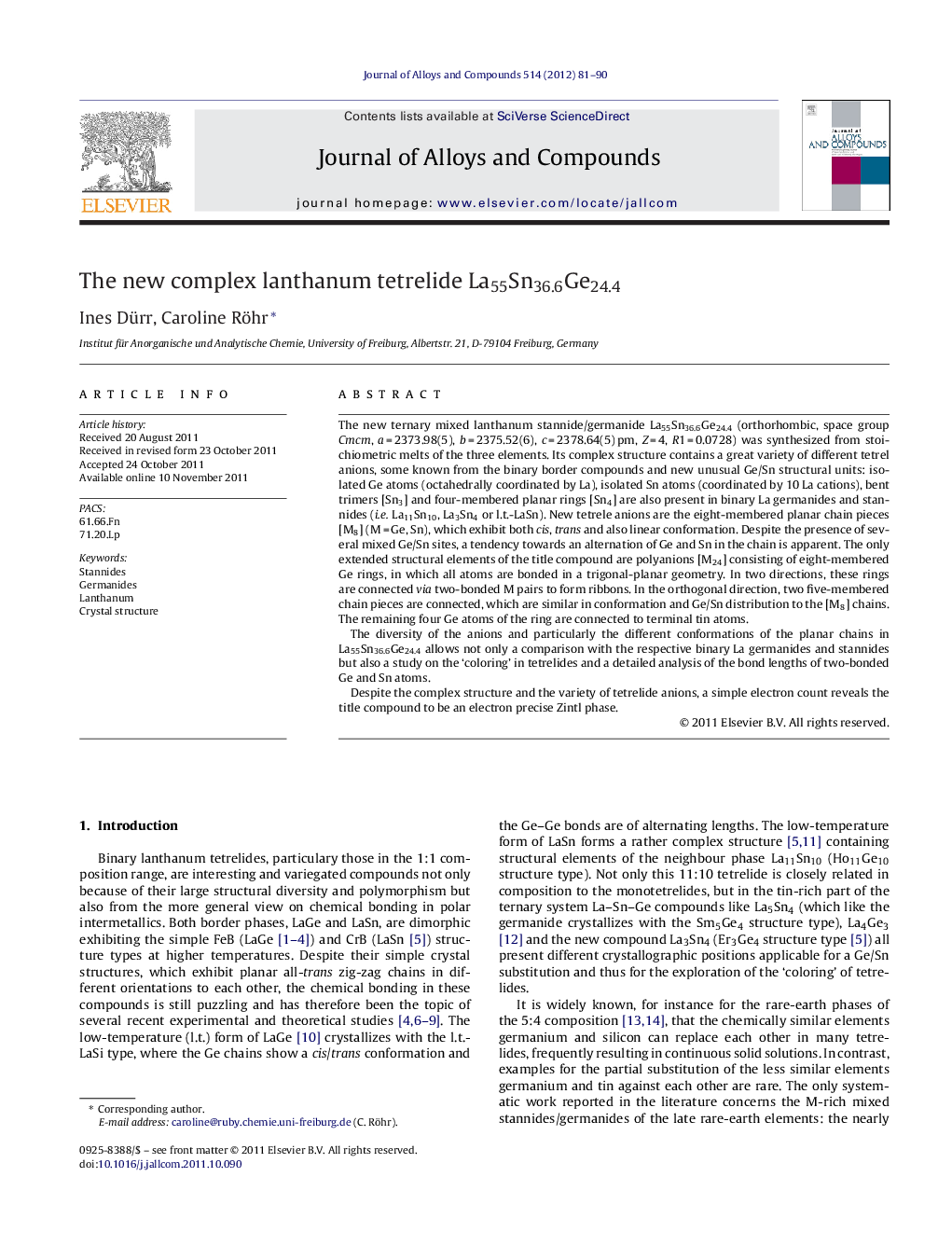 The new complex lanthanum tetrelide La55Sn36.6Ge24.4