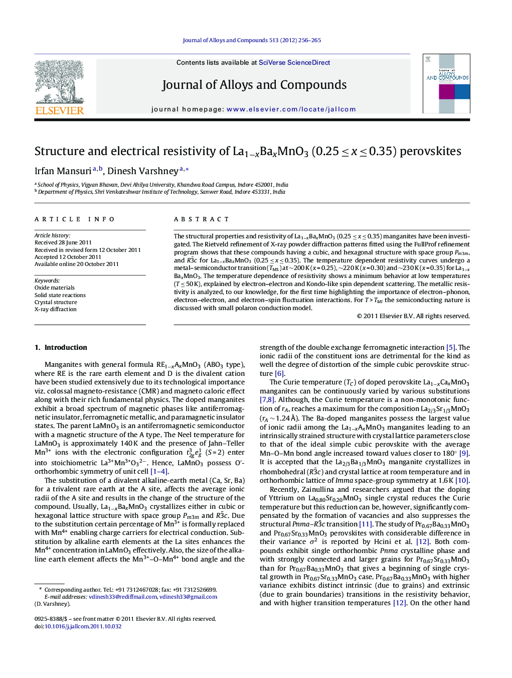 Structure and electrical resistivity of La1−xBaxMnO3 (0.25 ≤ x ≤ 0.35) perovskites