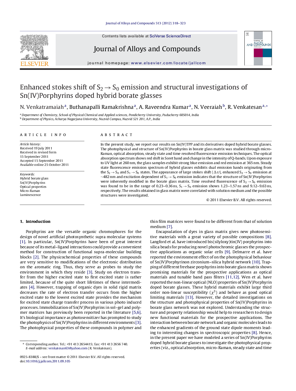 Enhanced stokes shift of S2 → S0 emission and structural investigations of Sn(IV)Porphyrins doped hybrid borate glasses