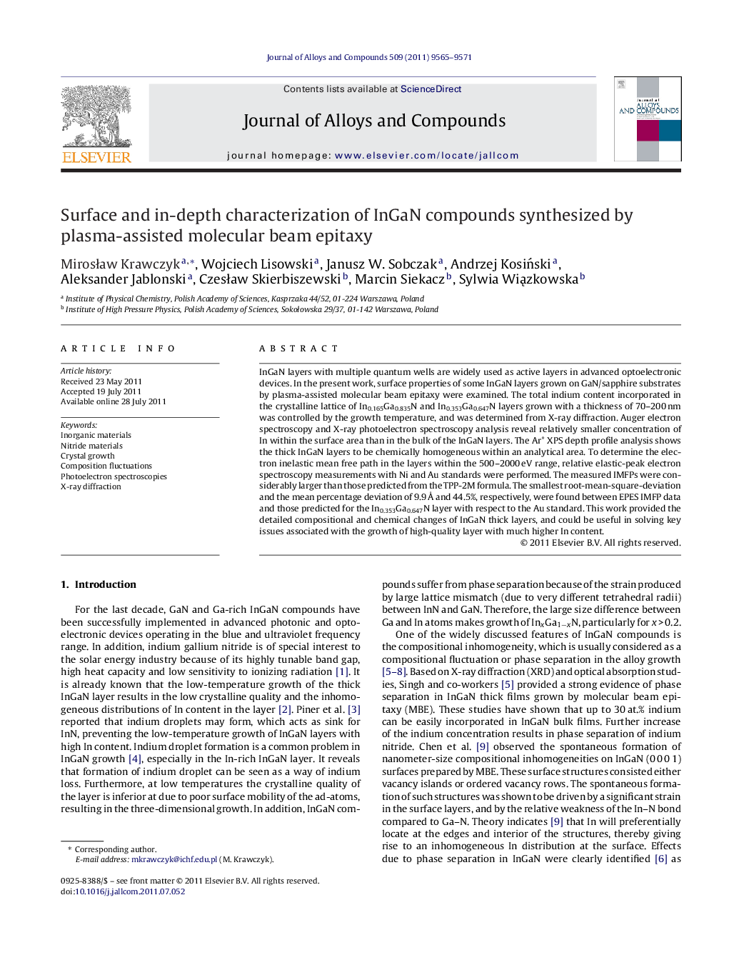 Surface and in-depth characterization of InGaN compounds synthesized by plasma-assisted molecular beam epitaxy