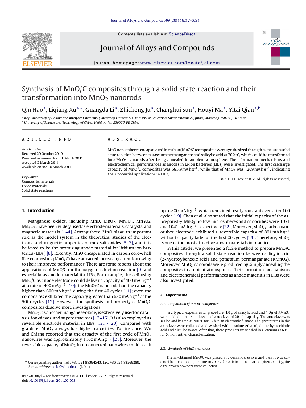 Synthesis of MnO/C composites through a solid state reaction and their transformation into MnO2 nanorods