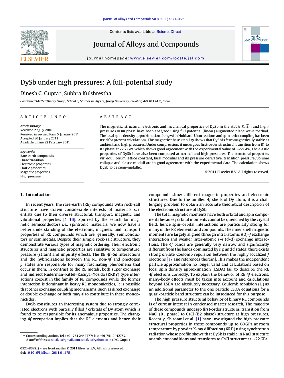 DySb under high pressures: A full-potential study