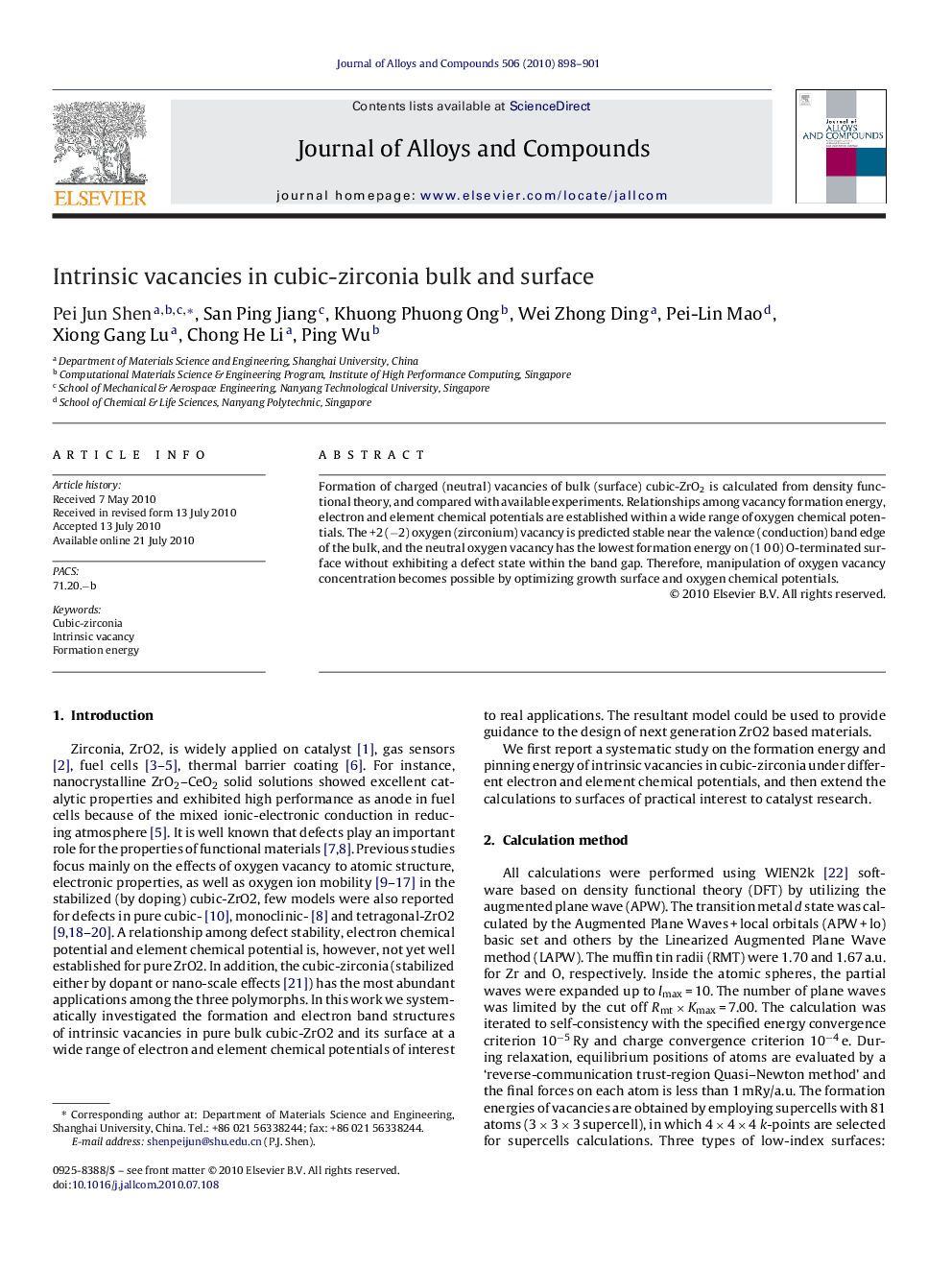 Intrinsic vacancies in cubic-zirconia bulk and surface