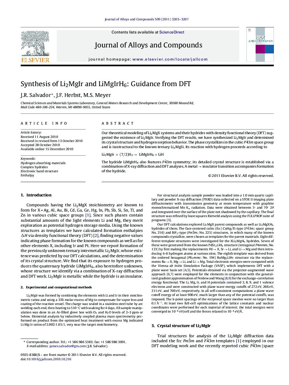 Synthesis of Li2MgIr and LiMgIrH6: Guidance from DFT