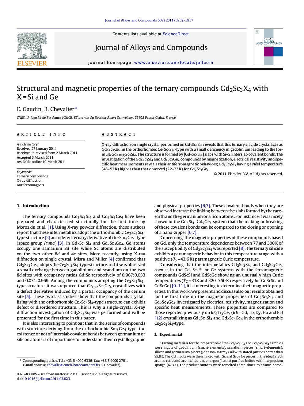 Structural and magnetic properties of the ternary compounds Gd2Sc3X4 with XÂ =Â Si and Ge