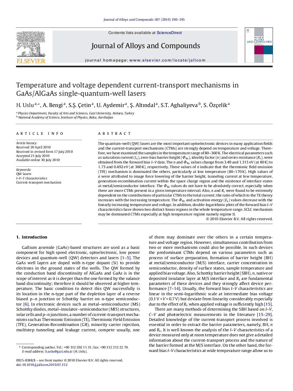 Temperature and voltage dependent current-transport mechanisms in GaAs/AlGaAs single-quantum-well lasers