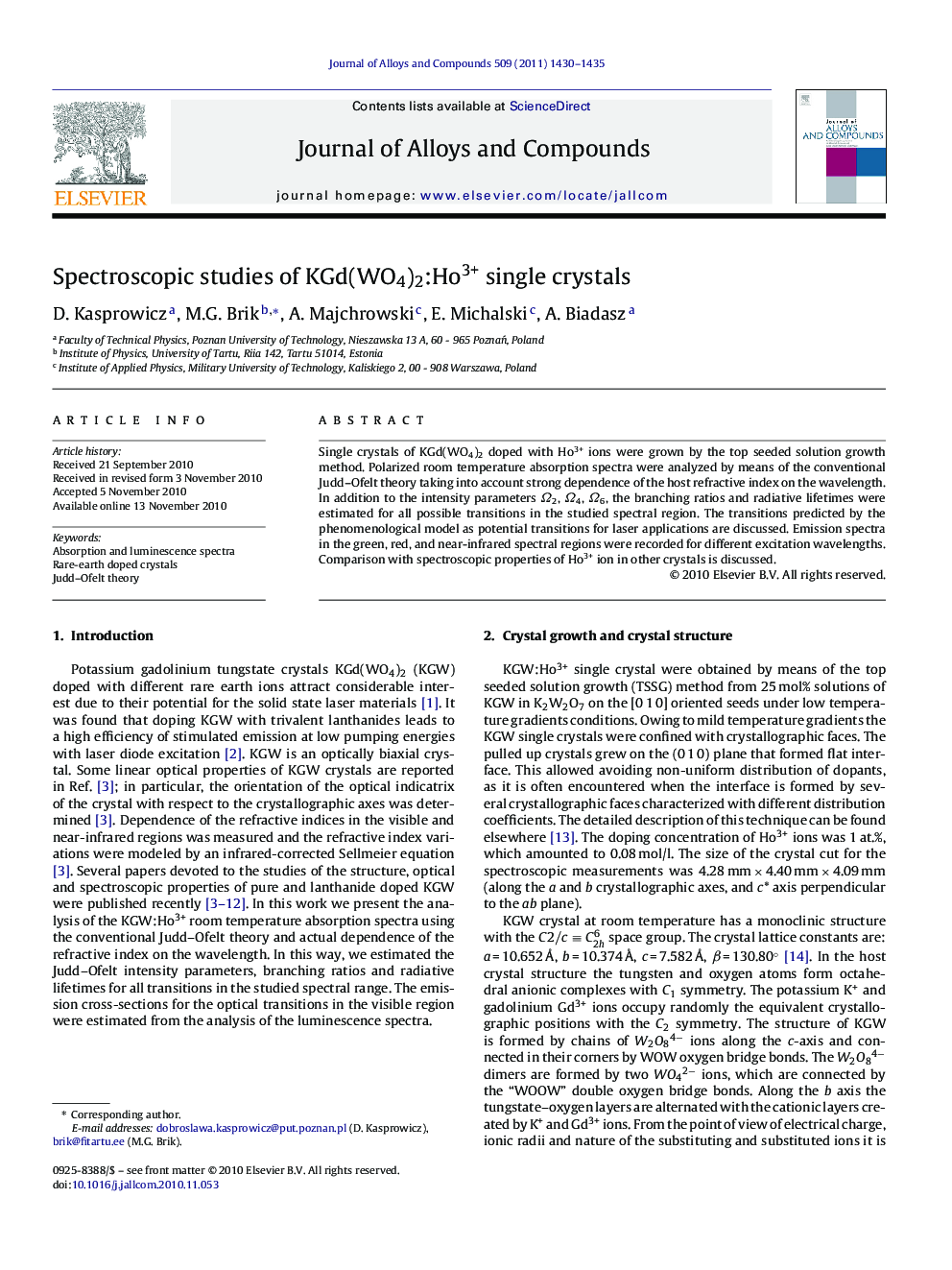 Spectroscopic studies of KGd(WO4)2:Ho3+ single crystals